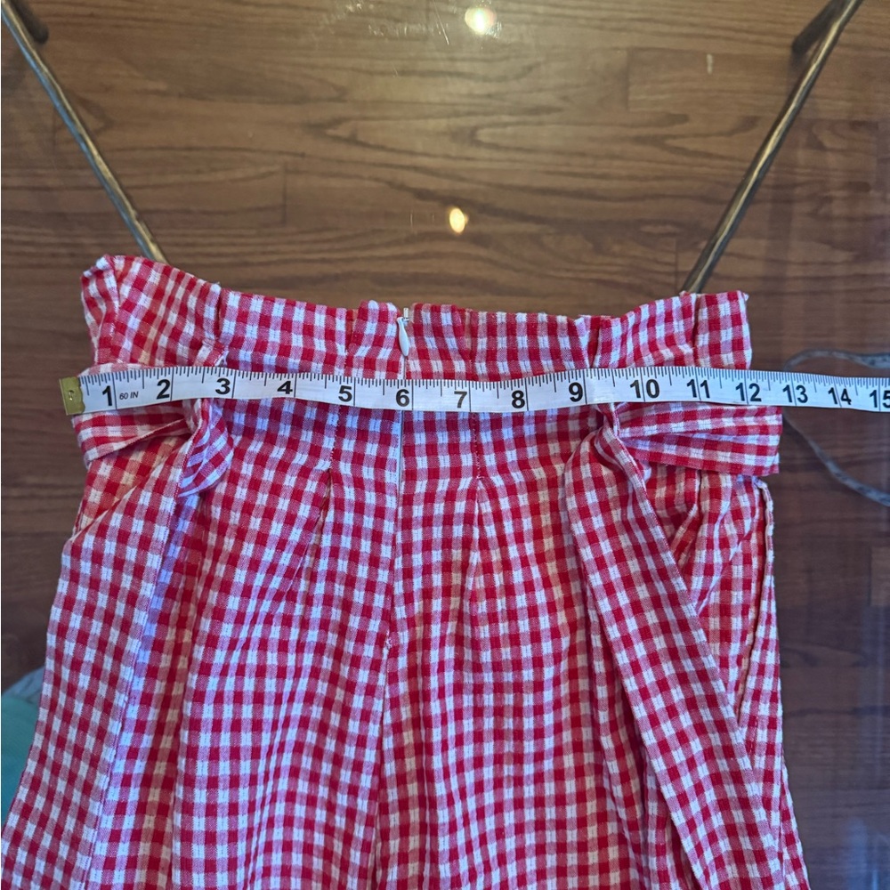 NWOT Privacy Please x Revolve Red Gingham Paperbag Tie-Waist Women's Shorts  XXS - Picture 10 of 10